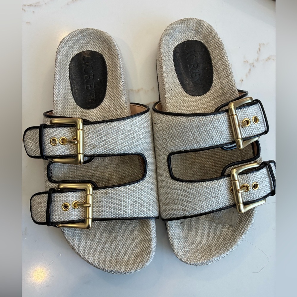 J.Crew slide khaki and black sandals size 8